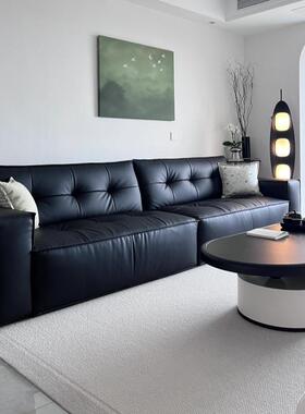 中古风户吐司沙发黑色简约云朵腐块意简式极小型客厅直88526排豆