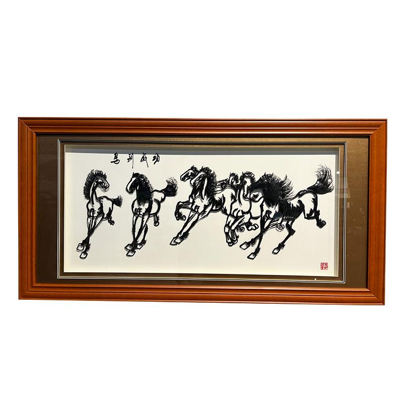 芜湖铁画迎客松马到成功中式挂画工艺厅品安徽非手遗==会议室商客