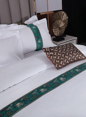 酒店加厚床上用全品四件套色宾馆民宿床单被套褥三件pxx10032套被