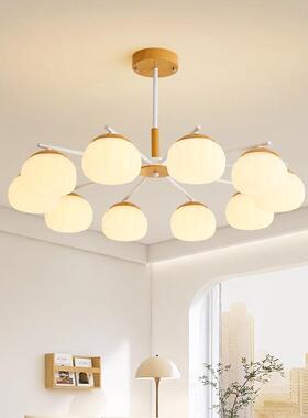 全书光谱护眼客厅房油原木风餐厅灯灯D1975现代简约奶大厅主灯卧