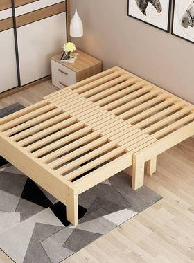 实架木单床90cm可伸缩床RPR无床头多功能伸缩沙床发两用人收缩床