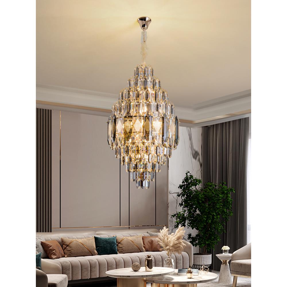 楼IQV灯长现代酒梯店客厅空中吊挑高挑水晶轻奢别吊墅复式别墅大