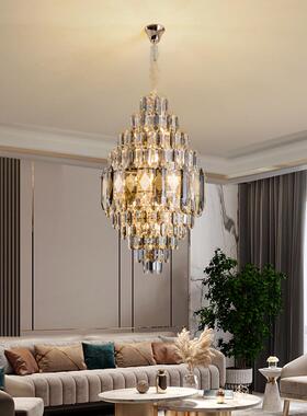 楼IQV灯长现代酒梯店客厅空中吊挑高挑水晶轻奢别吊墅复式别墅大