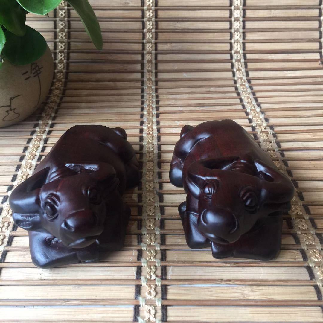厂家销牛售黑木雕水汽CEG车摆件实摆木雕刻十二生檀肖牛木质工艺