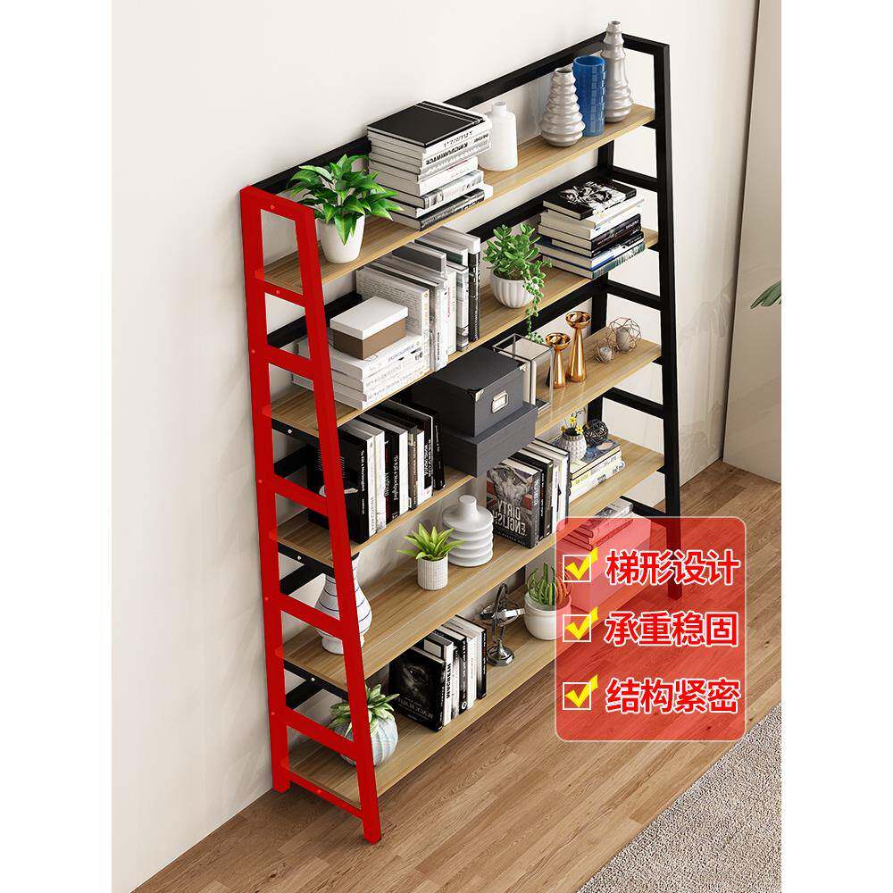 书架落地多储货架儿童钢木收纳柜子客厅卧室层简艺铁梯易KMZ形置