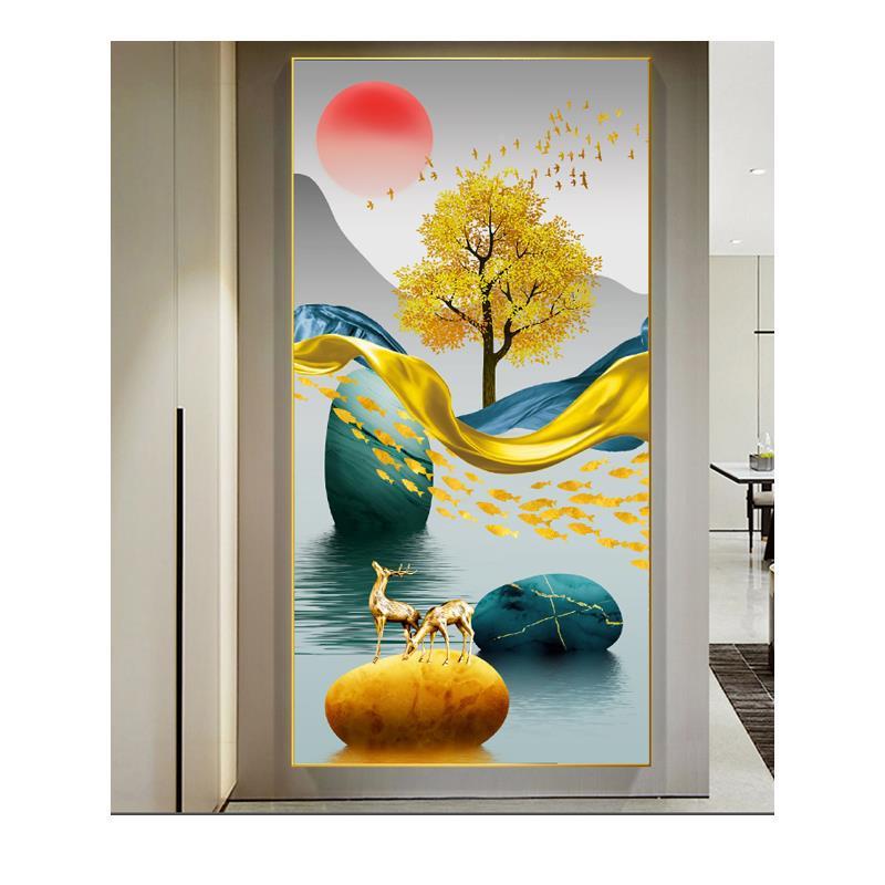 奢轻入户玄关装饰客进门厅走廊过道挂画现代SF818623简约画竖版大