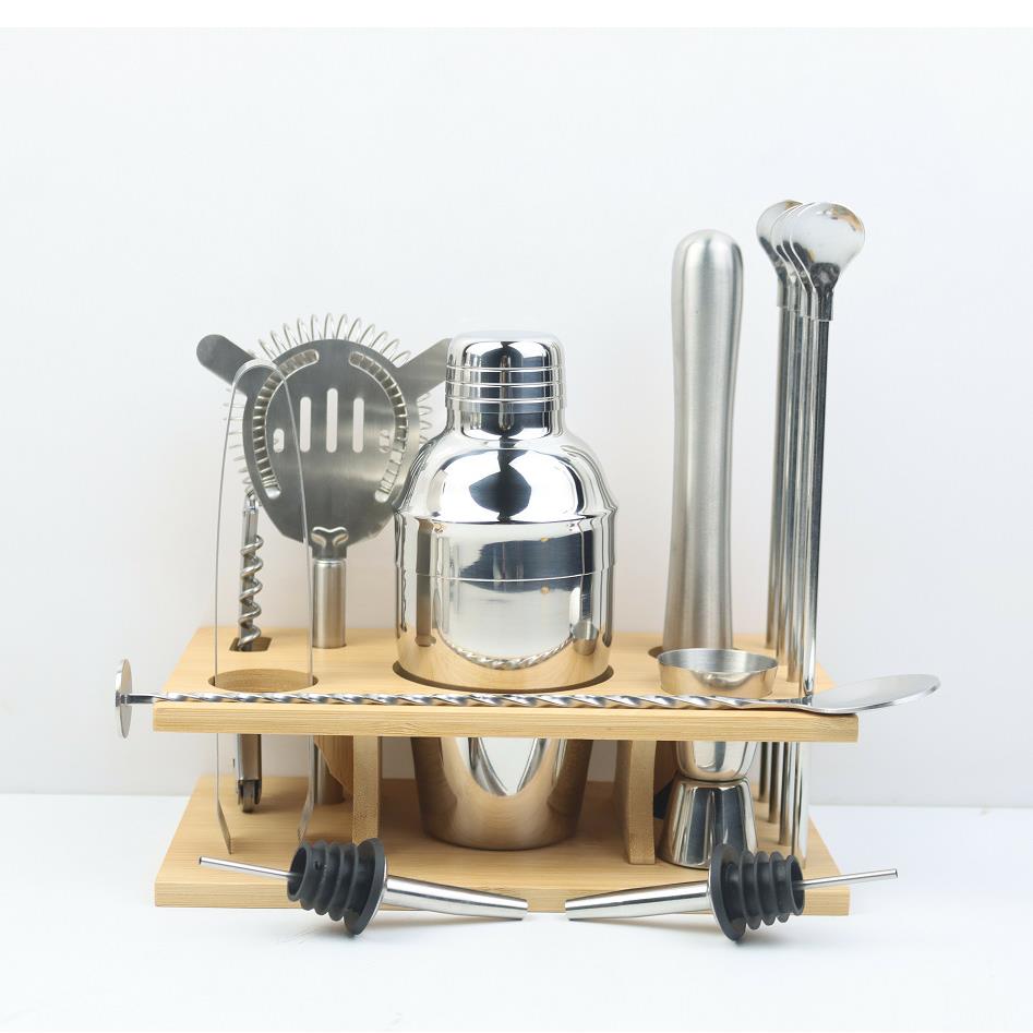 木竹架子不锈钢鸡尾酒调酒器工具组合套装1套件摇壶厂VAW家直4销