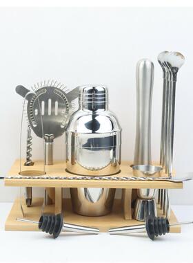 木竹架子不锈钢鸡尾酒调酒器工具组合套装1套件摇壶厂VAW家直4销
