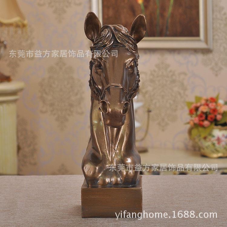 欧美SOP格家饰树脂风工艺马头摆件式家居工欧艺设品摆客厅装饰品