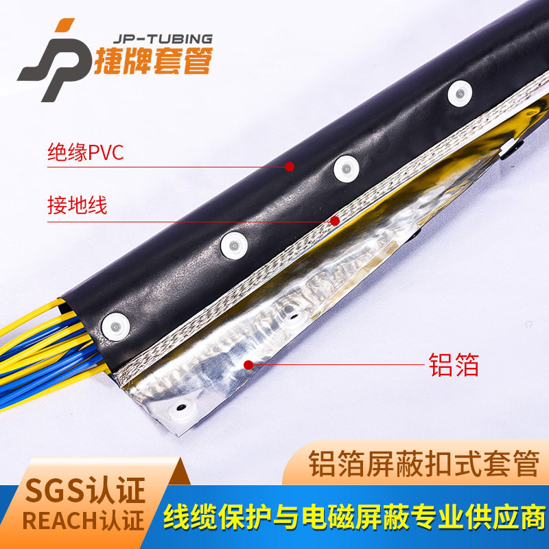 EMC金属屏蔽套管电磁防屏蔽抗干扰铝箔屏蔽扣式套管电线屏蔽套管