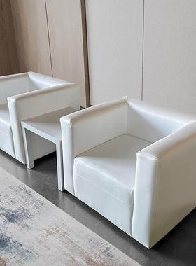 会展活动沙发单白色CVN靠背卡人座茶几组方小白合待贵宾接室会议