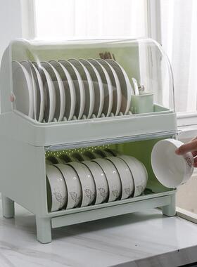 家用碗柜厨房功能放碗筷水沥收纳盒XVQ带盖防虫装碗盘碟物置架多