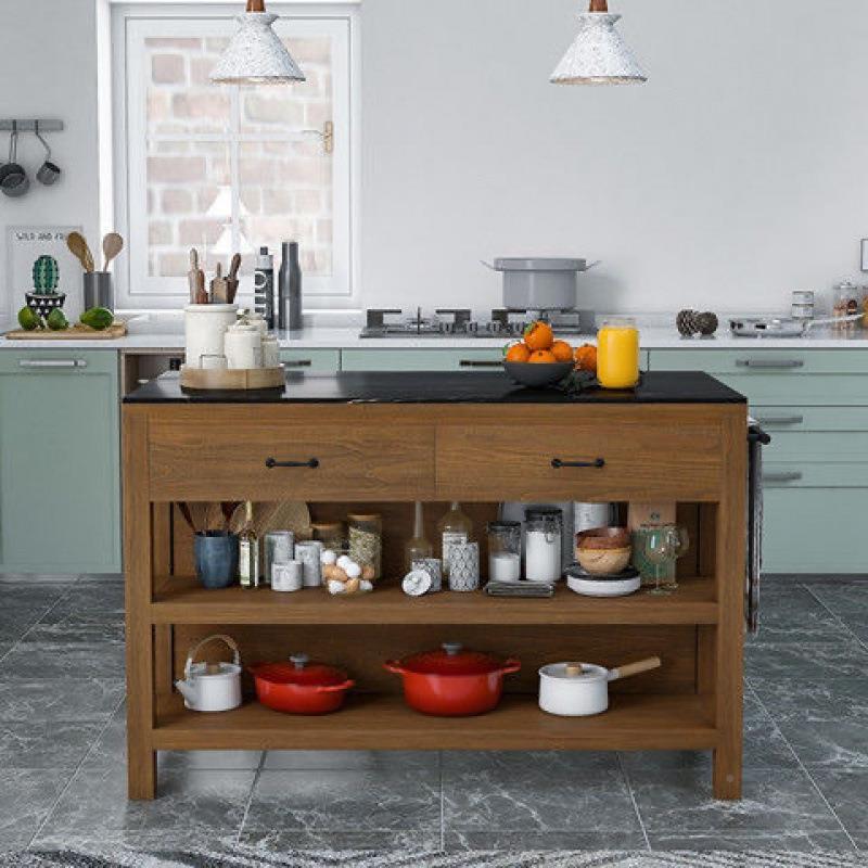 岛岩网红美式板餐边柜厨房复古实木中台餐一体JMO置物桌收纳柜操