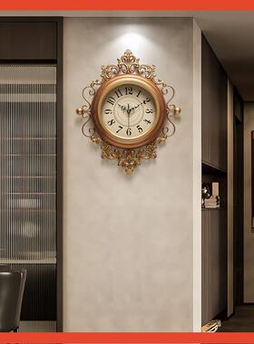 ▽205新款美式挂钟时2法式中古时钟式挂墙欧客厅挂Fh($%p&a表家尚