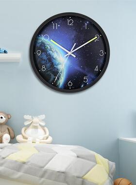 智L能声2101B控夜光挂钟客厅家用轻墙奢石英钟静音创意E钟D发光挂