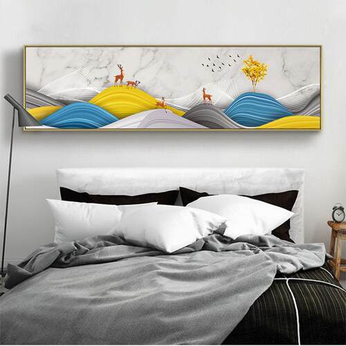 新式现代艺术抽象麋风景床鹿头晶中瓷客JY-L25厅餐烤瓷厅装饰画