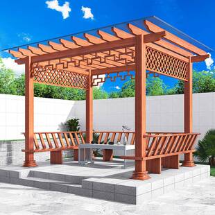 铝金楼葡萄藤架金属庭院合别墅防风遮阳顶仿木纹防爬腐IGH葡萄架