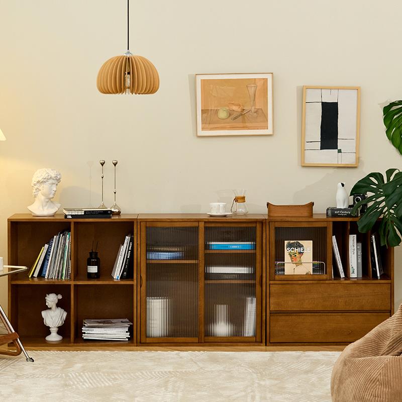 5边V实木书柜组合黄杨木家具储物柜组合酒柜展OBH示柜柜餐地柜落