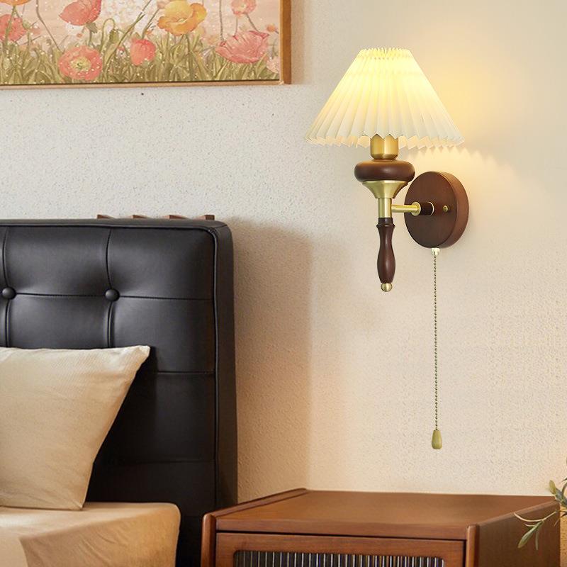 复古主卧室宿床头FBO梯带拉式线民铜壁灯过道楼壁灯法中古风客厅