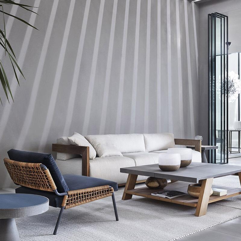 户外露闲简约家具庭别墅花园藤椅室IXS外台桌椅客厅院柚木岩板餐