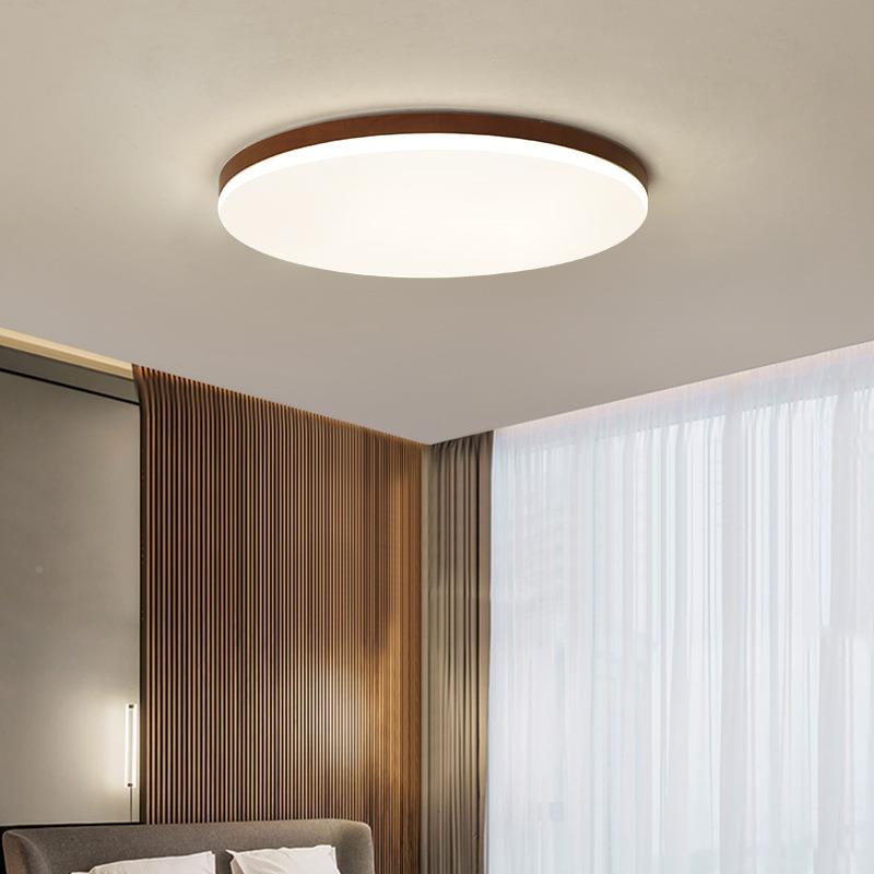 新中式卧室灯吸顶灯桃超薄胡色灯MXD002底现代具简约复古圆形房灯