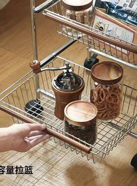 可小推车置架移动物多功能理筐榉木家用JN247151落地多层收纳整储