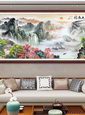 娜画丽莎十字新绣富春山居图款线绣客厅风WTU蒙景山水流水生财自