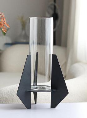 意极玻简几何璃花器花瓶摆件轻PHZ样板房售奢楼处式民宿酒店玄关