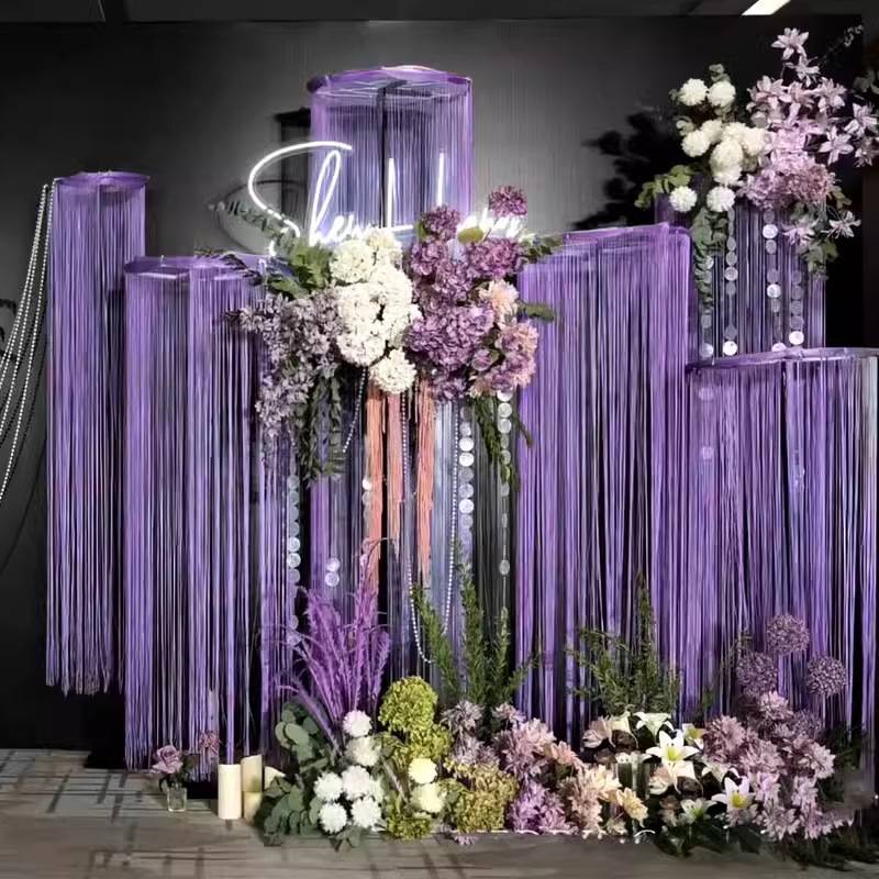 婚庆道具铁艺圆环架子婚礼舞台布置花环路引珠帘装饰伸缩立杆