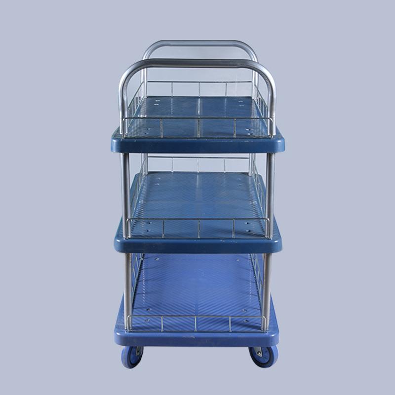 多层平板车双层护手推三层小02推推栏车车平板车静音塑料面板手货