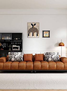 新款中13848古风小沙客厅组合生态蜡发皮羊羔户型复古风直油排实