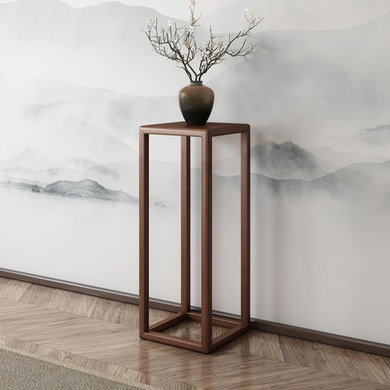 4I中式地花架实木黑胡桃木质花架子客展厅式CRA室内花几摆落件示