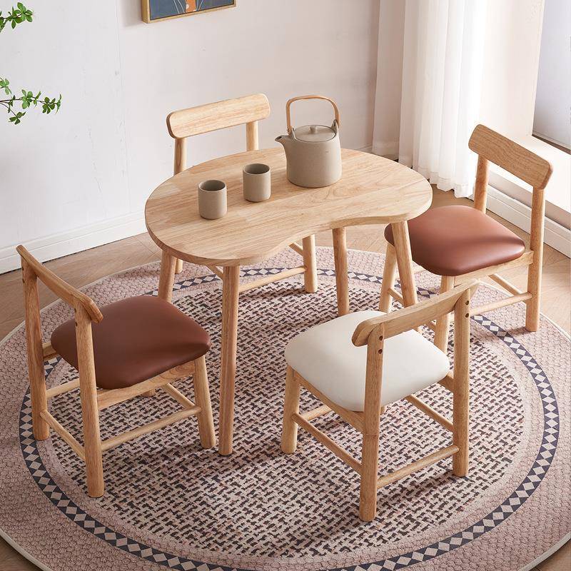 儿童花生桌实木早桌子宝宝幼儿圆园木质学RDC习月亮桌桌桌写字书