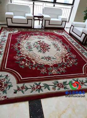 无品牌/国红色奢华宫廷花朵手风工羊毛纶会议室中办公室接待室满