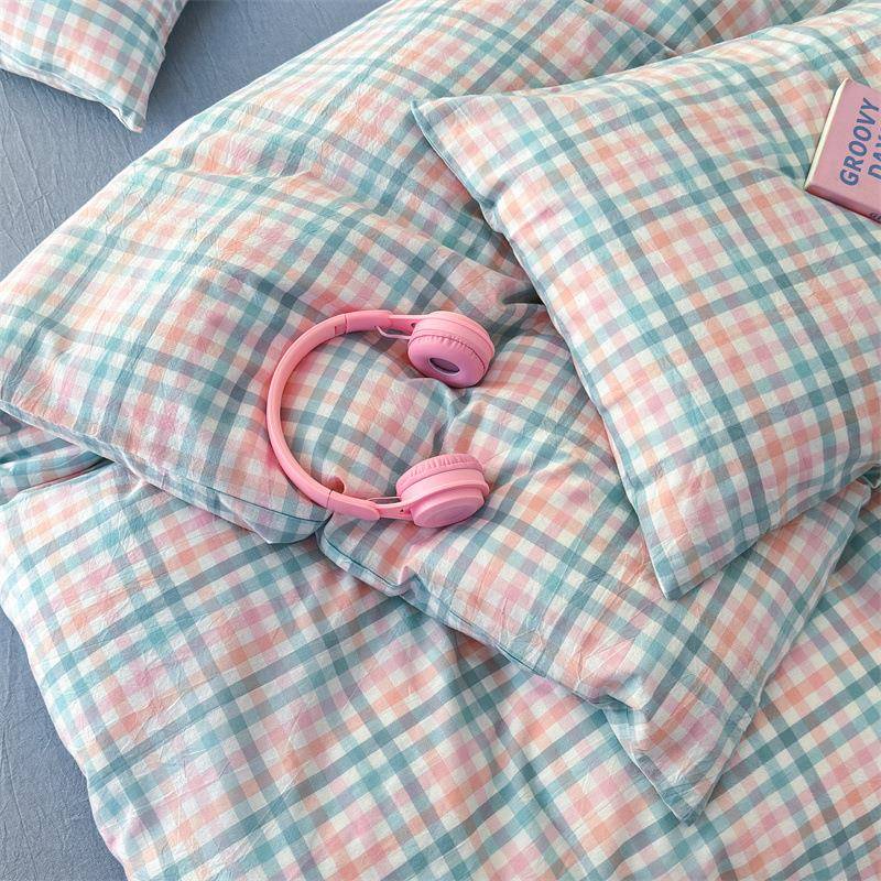 宿A类全色棉XMJ-BOO3织水洗棉四件套床上用品被套学生舍三件笠套