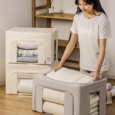家用大号棉麻艺折叠3102钢架布储整物箱衣柜衣服收纳箱物棉被衣理