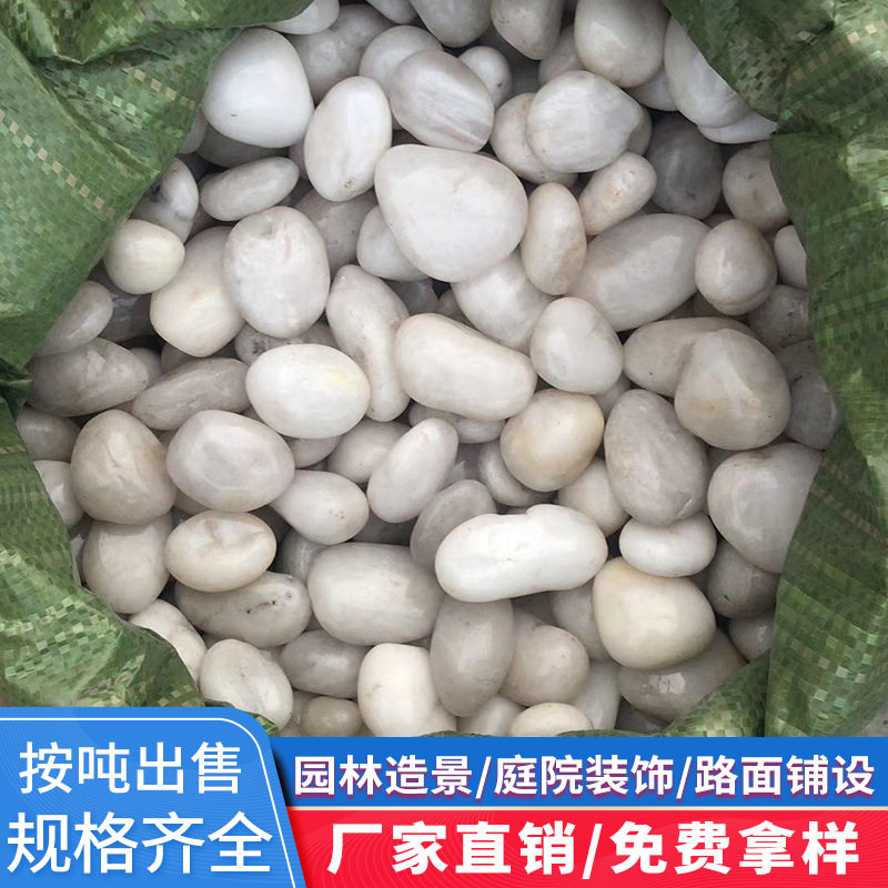 白色雨花石鹅卵石园林铺路