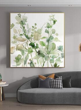 春意关玄画装饰画新中挂画中国式风XJV国画正方形餐厅壁水彩墙画