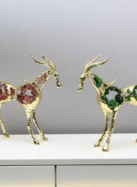 现代轻奢创镂空羊摆件意办公室客厅玄关TCD视柜酒柜书装饰摆电柜