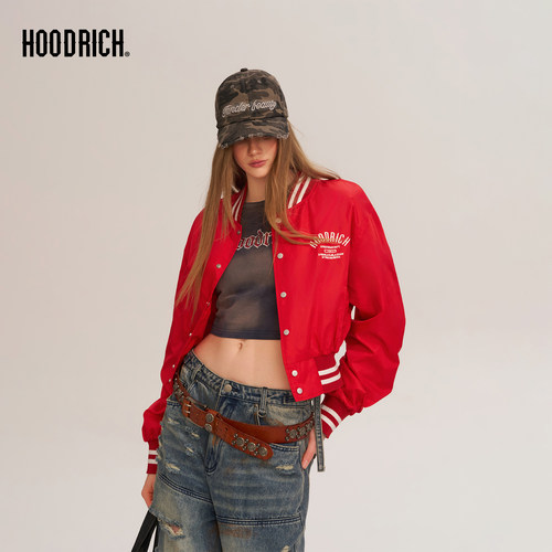 HOODRICH美式复古学院风字母刺绣棒球服外套春季宽松运动夹克女款