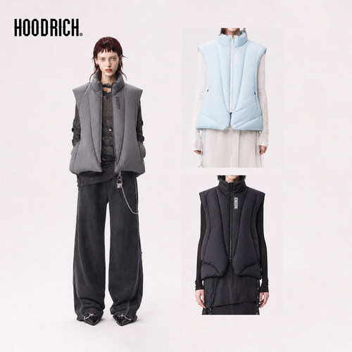 HOODRICH90绒立领解构设计羽绒马甲潮流情侣坎肩冬季加厚外套男款
