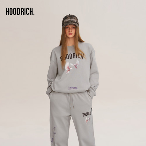 HOODRICH美式复古和平鸽字母印花圆领卫衣潮牌秋季休闲百搭男款
