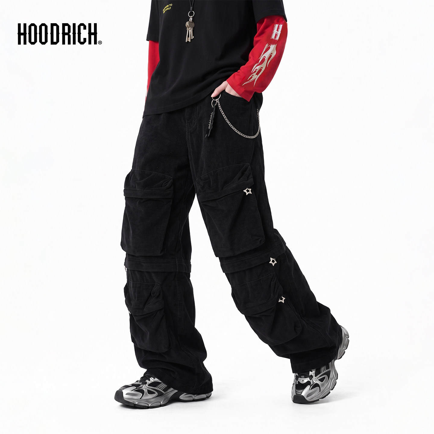 HOODRICH复古立体多口袋梭织卫裤秋季潮流宽松休闲长筒裤长裤女款