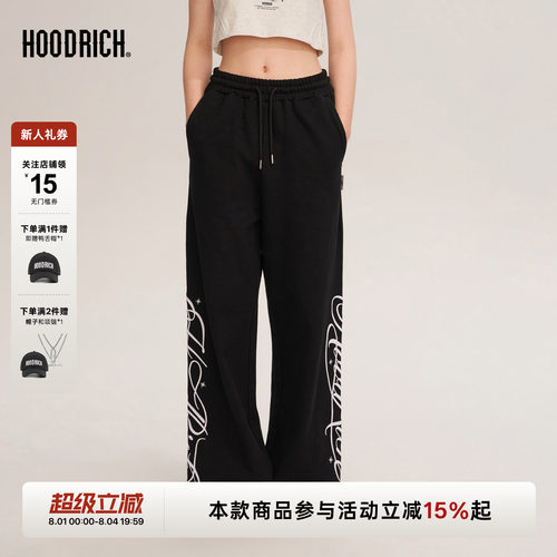 HOODRICH美式复古字母印花针织长裤春季潮牌宽松运动休闲长裤女款
