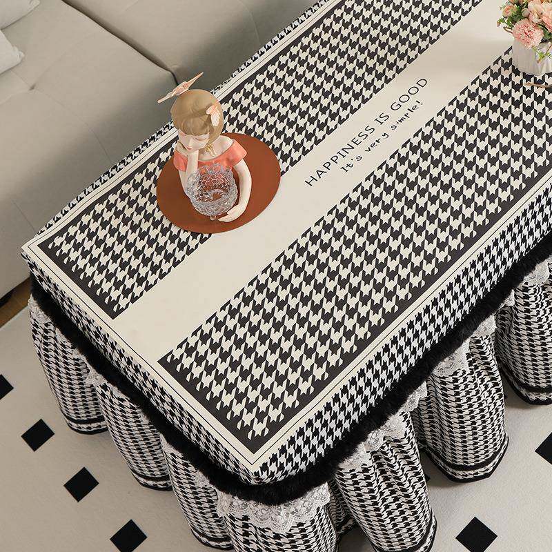 新款千鸟格烤绒火罩长方形烤火桌子罩F985HTT8套防水垫电烤加加炉