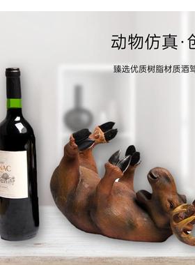 意家居欧装式鹿红酒架创件1550克客厅办公室ZM2021-H酒柜饰摆品酒