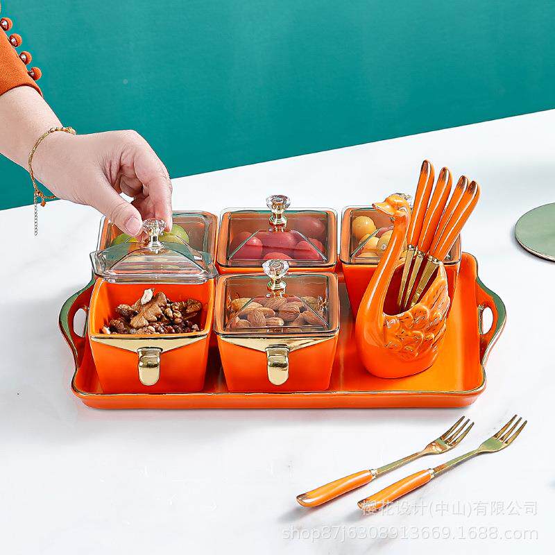 橙陶爱瓷小吃碟创意干果盘套装餐厅KTV玛格酒店点心分盘XCD-0664