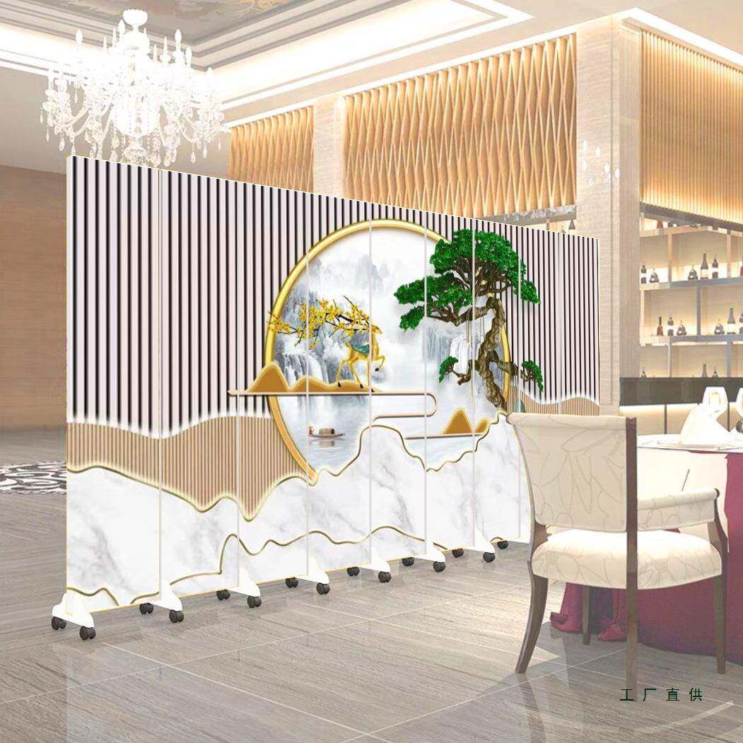断定制新中式办屏风隔拉酒店饭店985公司家用公室客厅可移动推折