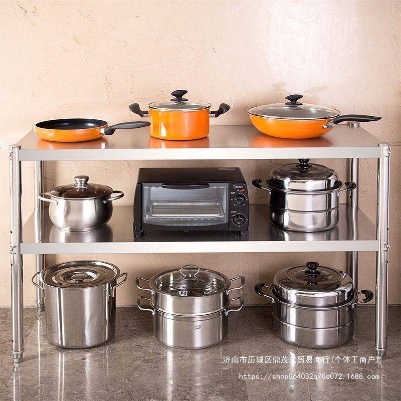 厨房简RQL易两层锈炉钢置物架多功能微波架烤箱免打孔架收纳不架