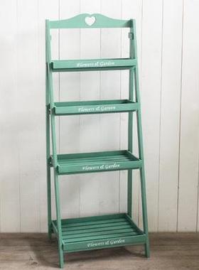 美式复古多层实木绿萝阶花架梯阳落58116地式梯物形客厅多肉台植